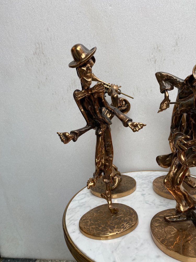 1970/80 'Le Jazz Band' 4 Bronze Sculptures, Signed LOHE