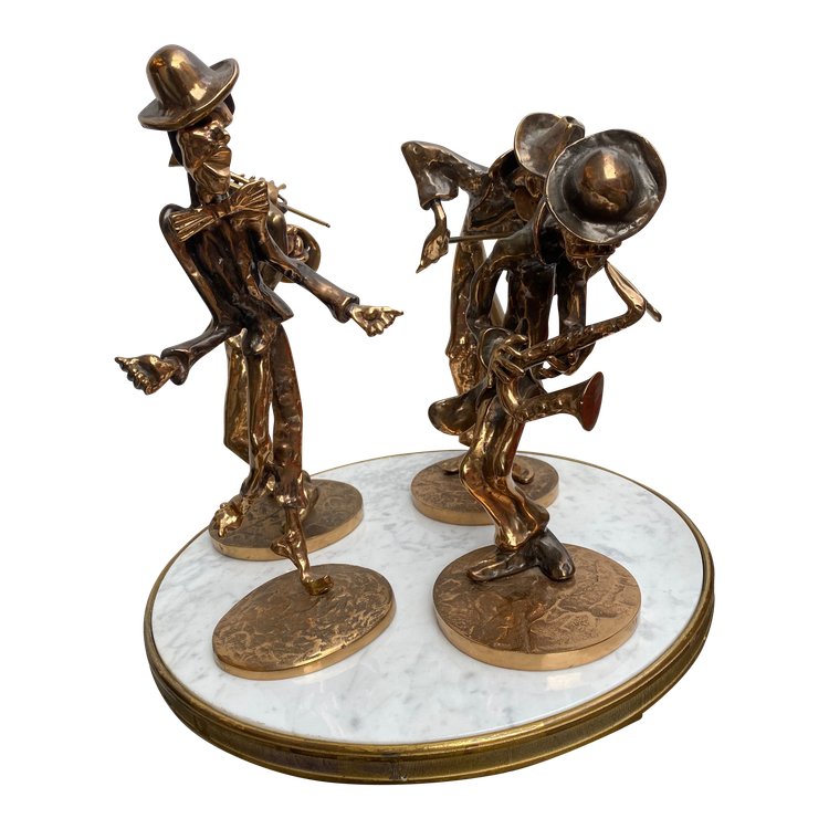 1970/80 'Le Jazz Band' 4 Bronze Sculptures, Signed LOHE