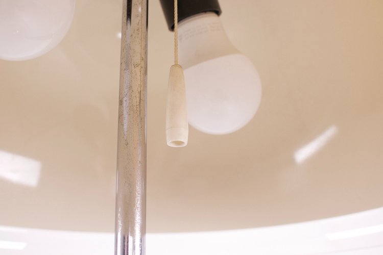 Mushroom lamp with double shade and marble base.