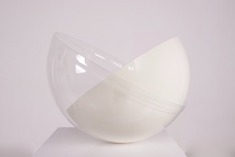 Mushroom lamp with double shade and marble base.