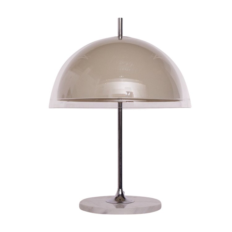 Mushroom lamp with double shade and marble base.