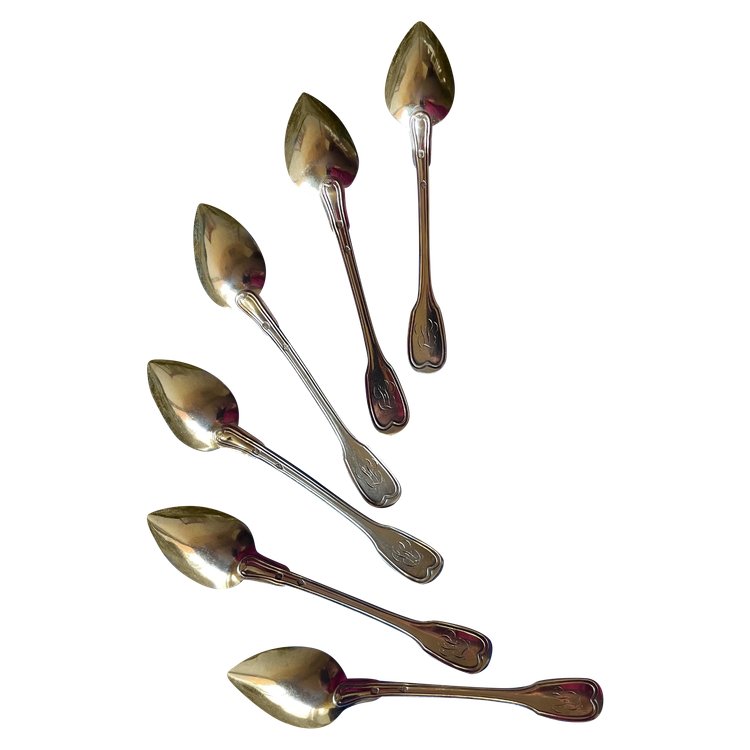6 vermeil teaspoons.