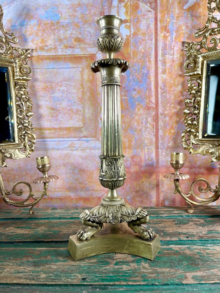 Candeliere antico in bronzo, inizio 19ᵉ secolo, stile Impero