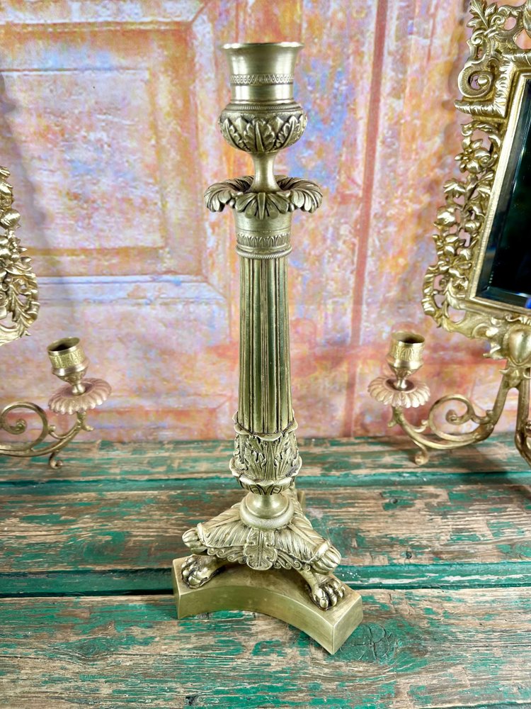 Candeliere antico in bronzo, inizio 19ᵉ secolo, stile Impero