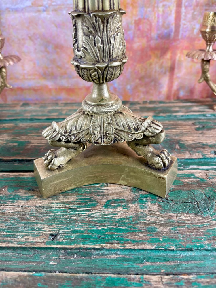 Candeliere antico in bronzo, inizio 19ᵉ secolo, stile Impero