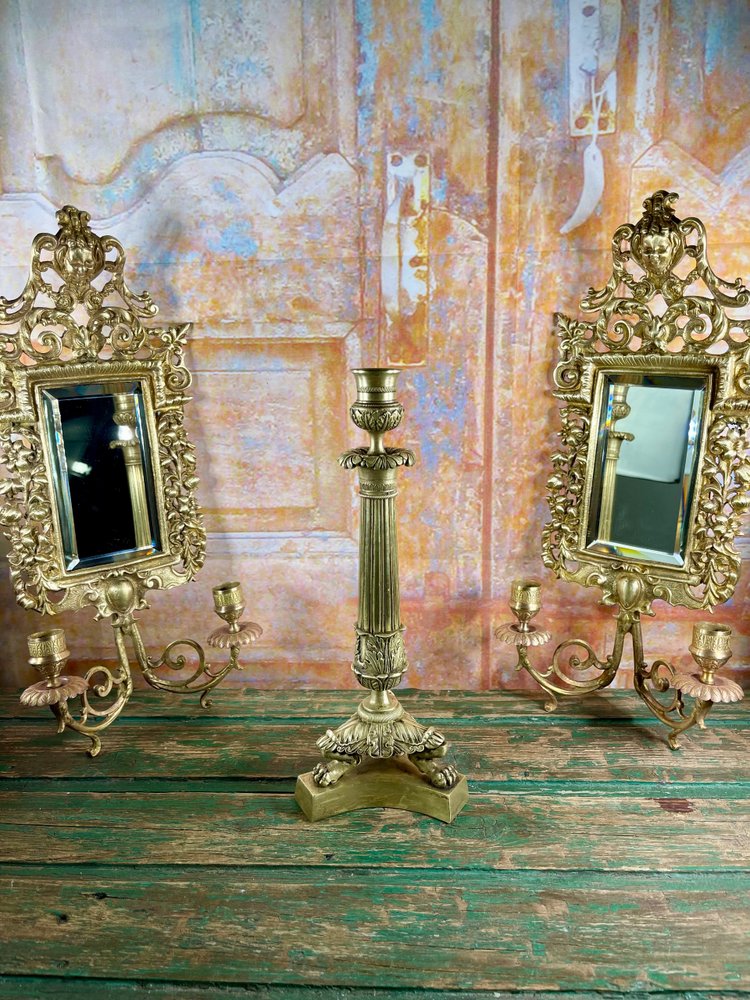 Candeliere antico in bronzo, inizio 19ᵉ secolo, stile Impero
