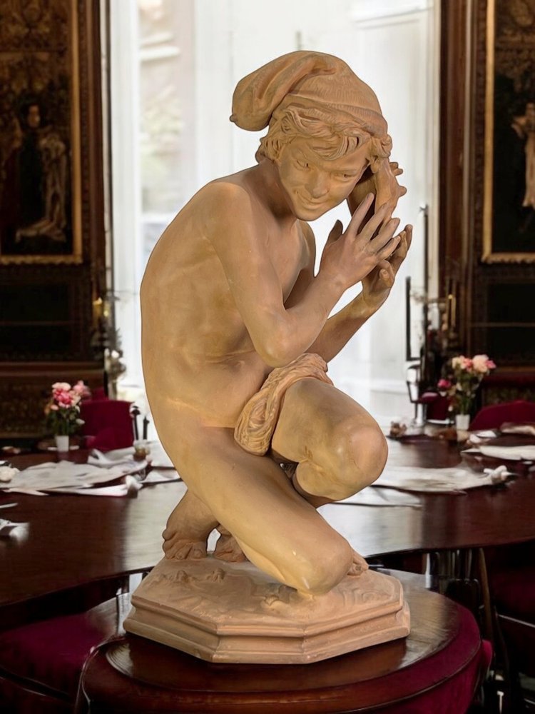 JEAN BAPTISTE CARPEAUX / TERRE CUITE SIGNÉE LE PÊCHEUR NAPOLITAIN A LA COQUILLE