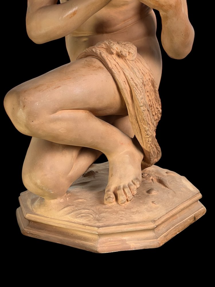 JEAN BAPTISTE CARPEAUX / TERRE CUITE SIGNÉE LE PÊCHEUR NAPOLITAIN A LA COQUILLE