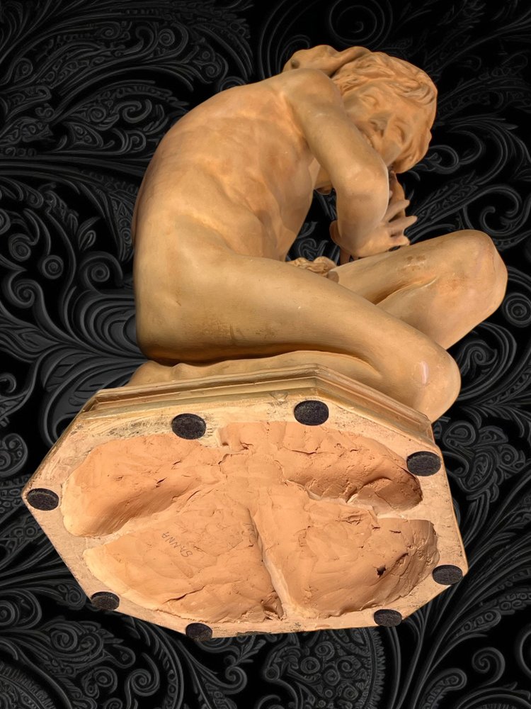 JEAN BAPTISTE CARPEAUX / TERRE CUITE SIGNÉE LE PÊCHEUR NAPOLITAIN A LA COQUILLE
