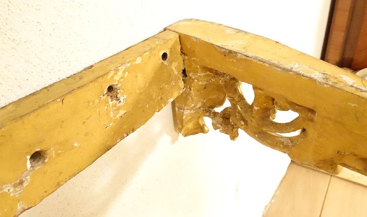 Konsole Louis XV Holz geschnitzt Vergoldet Rocaille Schalen Marmor Weiß XVIII.