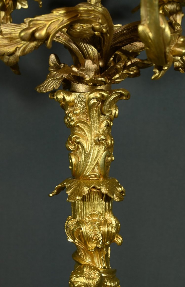 Candélabres en Bronze d’après J-A.Meissonnier, style Rocaille, époque Napoleon III – Milieu XIXe
