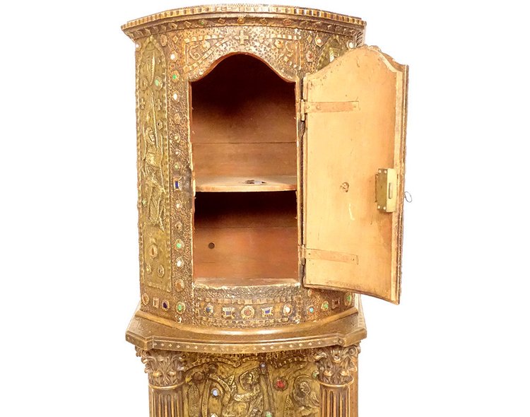 Tabernacle Cuivre Repoussé Saint Germain Orthodoxe Byzantin Croisade XIXème