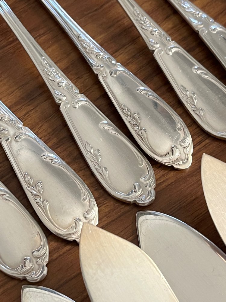 12 SFAM Bien aimé Rocaille fish cutlery sets