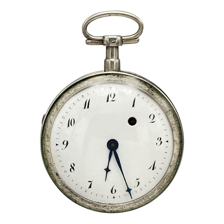 Taschenuhr, Hahn, in Silber. Frankreich 19. Jahrhundert