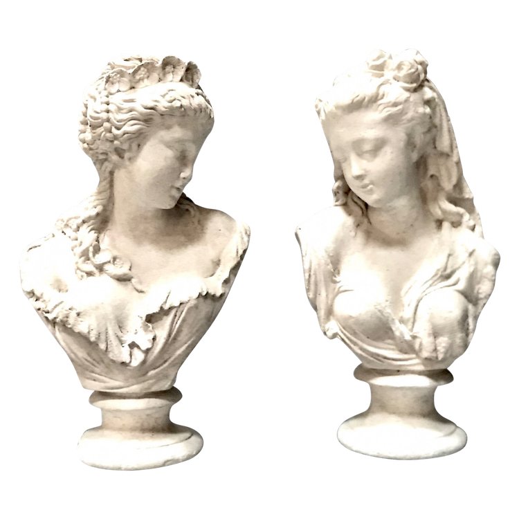 Pair of small library busts 24cm
