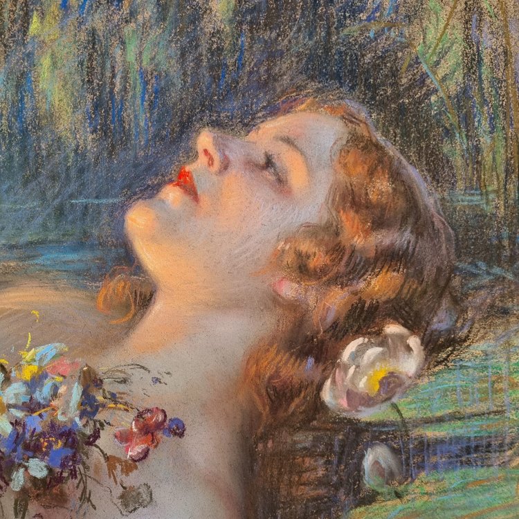 Enjolras Delphin, magnificent large signed pastel.
