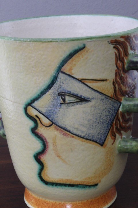 Ivos Pacetti, marque Dima Albisola. Vase futuriste des années 1930. Double face taille H 17 