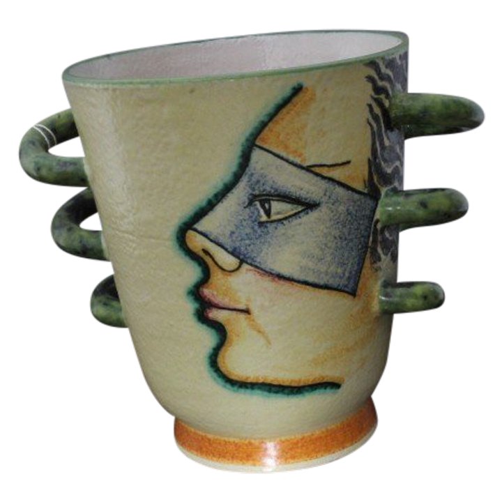 Ivos Pacetti, marque Dima Albisola. Vase futuriste des années 1930. Double face taille H 17 