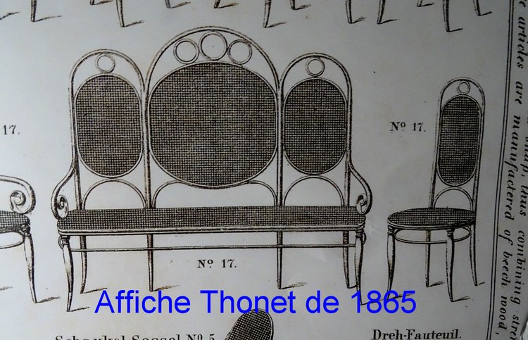 Sedia Thonet N°17, 1865 circa color ciliegio chellac-etichetta 1a -