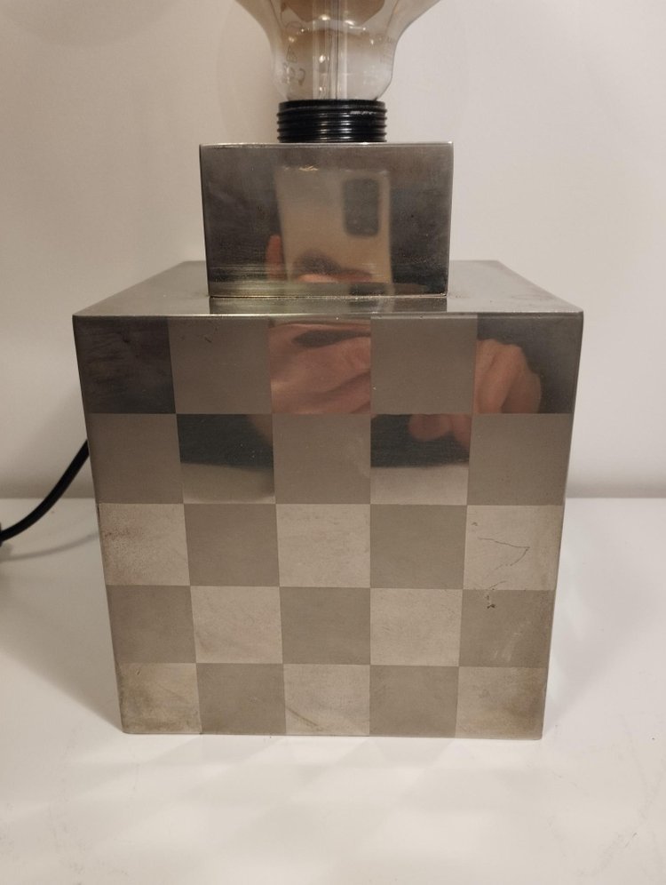 Cube lamp - checkerboard - attributed to Françoise Sée - Space Age Design - Period 60 / 70 - sixties / seventies