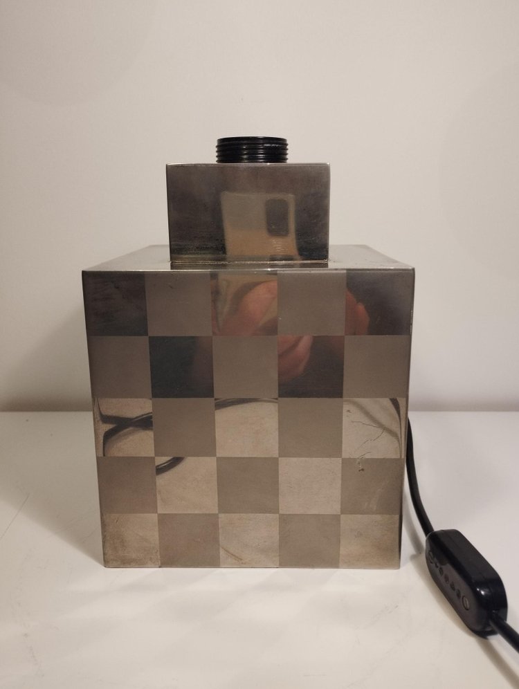 Cube lamp - checkerboard - attributed to Françoise Sée - Space Age Design - Period 60 / 70 - sixties / seventies