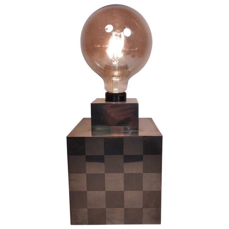 Cube lamp - checkerboard - attributed to Françoise Sée - Space Age Design - Period 60 / 70 - sixties / seventies