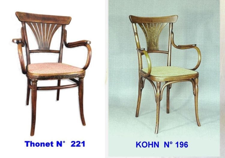 Bentwood armchair, curved wood, bistro KOHN N°196, 1905, new canework; No Thonet