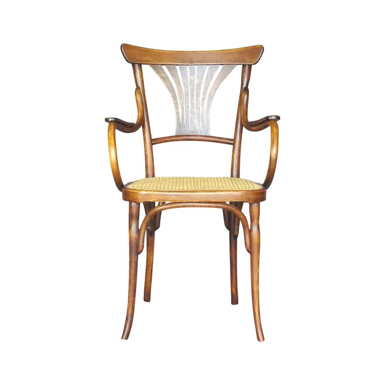 Bentwood armchair, curved wood, bistro KOHN N°196, 1905, new canework; No Thonet