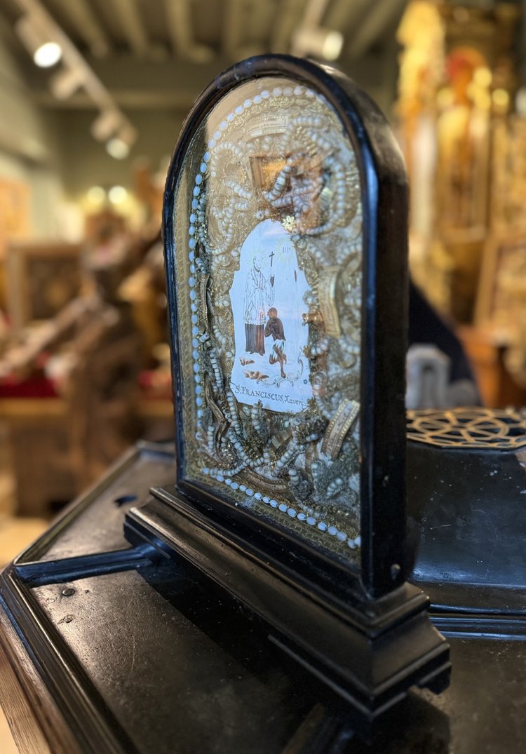 Tableau Reliquaire à La Gloire De Saint François Xavier – XVIIIe 