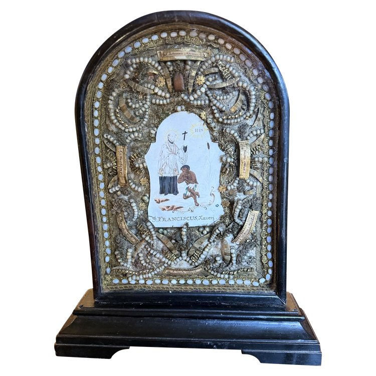 Tableau Reliquaire à La Gloire De Saint François Xavier – XVIIIe 