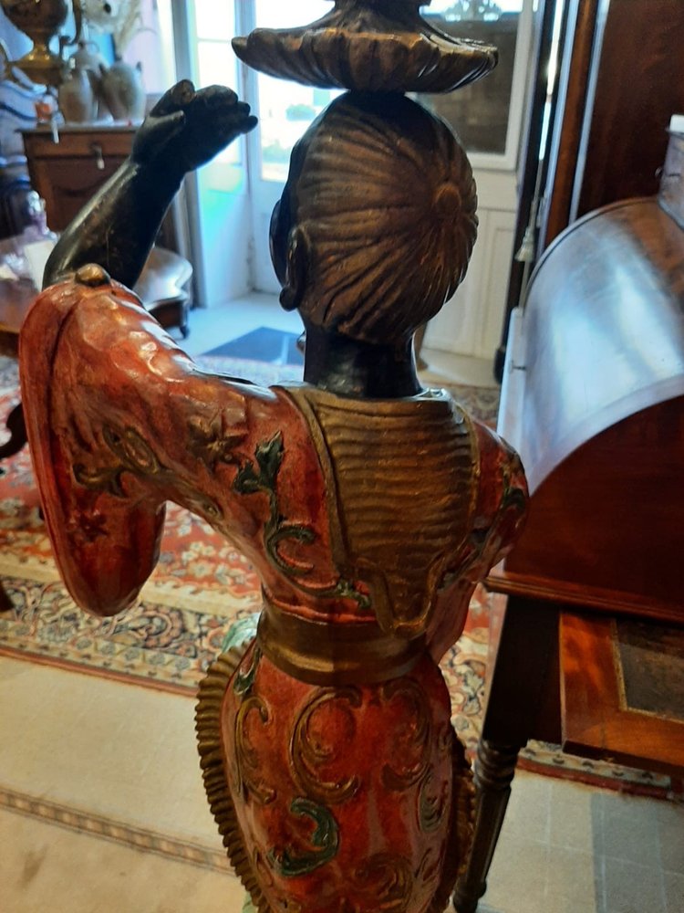 Serviteur nubien, sculpture en bois peint et doré, Venise début XIXème siècle