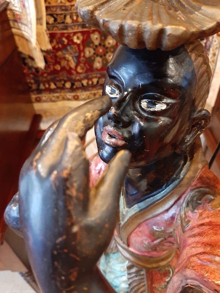 Serviteur nubien, sculpture en bois peint et doré, Venise début XIXème siècle