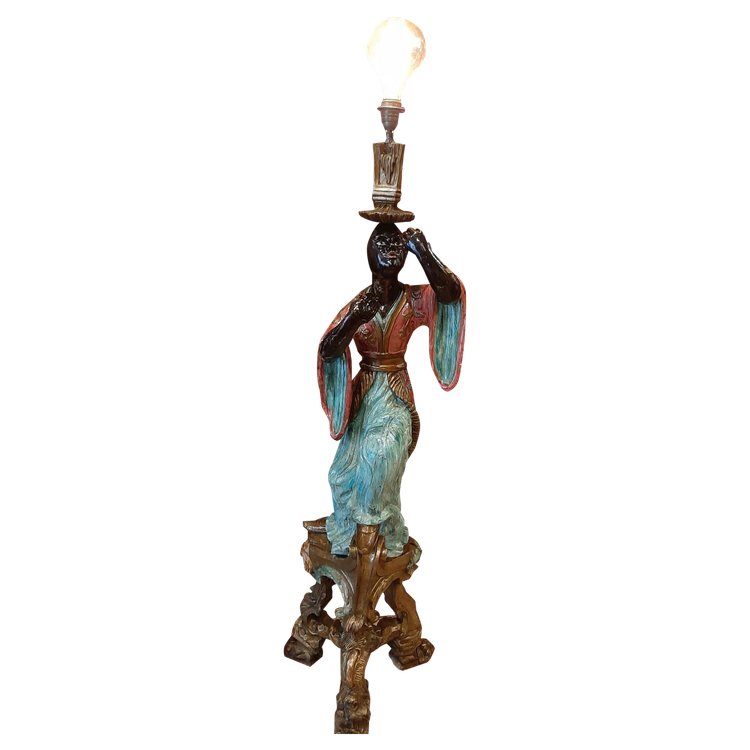 Serviteur nubien, sculpture en bois peint et doré, Venise début XIXème siècle