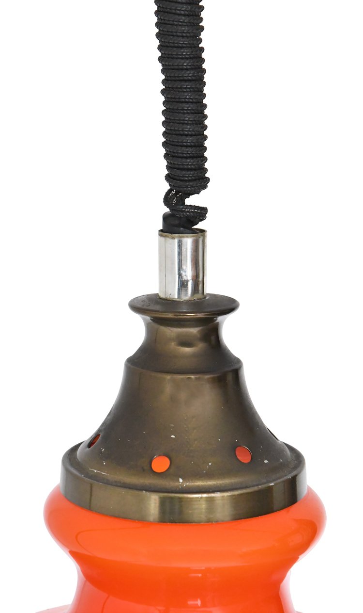 Suspension en opaline orange des années 1960