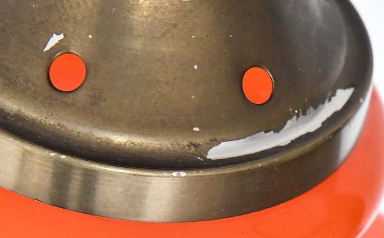 Suspension en opaline orange des années 1960