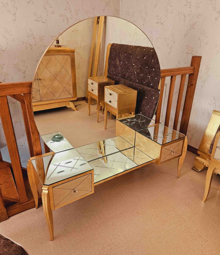 1940's Parchment And Gold Leaf Bedroom