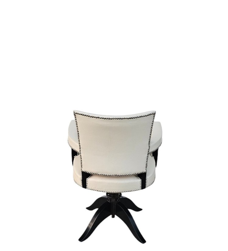 Fauteuil De Bureau Tournant Art Déco En Cuir Ivoire