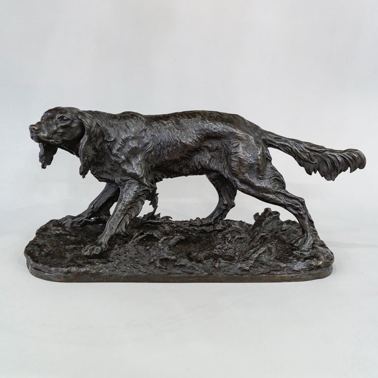 Sculpture - Chien De Chasse Setter , Pierre- Jules Mêne (1810-1879) - Bronze
