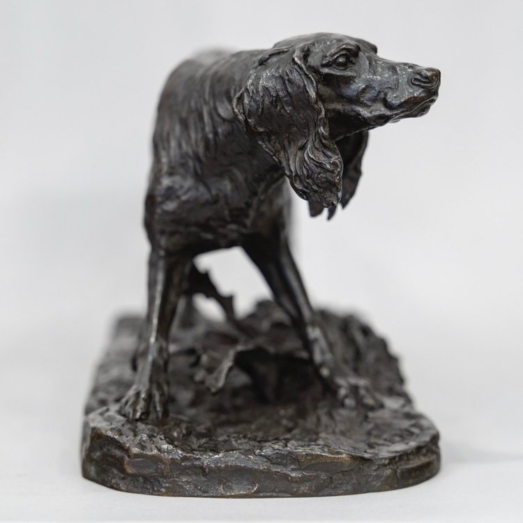 Sculpture - Chien De Chasse Setter , Pierre- Jules Mêne (1810-1879) - Bronze