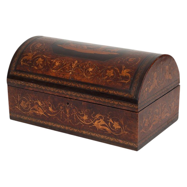 Boîte à Bijoux Ancienne En Bois Exotiques Précieux. Sorrento (italy) XIXe Siècle.