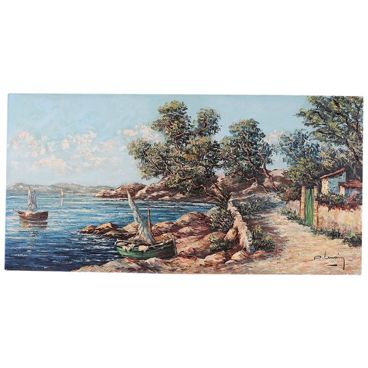 La Côte d'Azur, 130 cm, signed: Pierre Lemoine, circa 1950/60, l'Esterel, Sud France, marine
