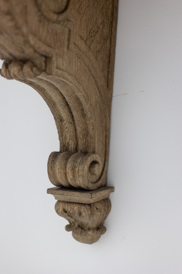 Jean-Charles Moreux. Carved oak and marble console table. Circa 1940
