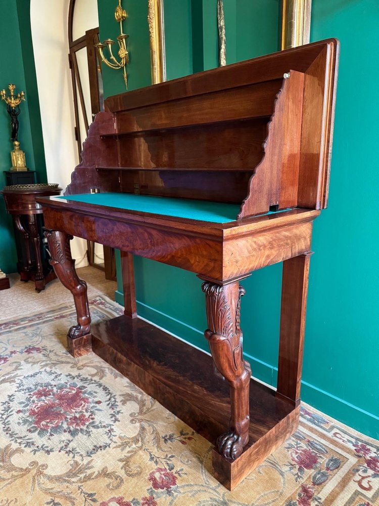 Rare console desserte à l'Antique en acajou massif, d’époque Empire-Consulat.