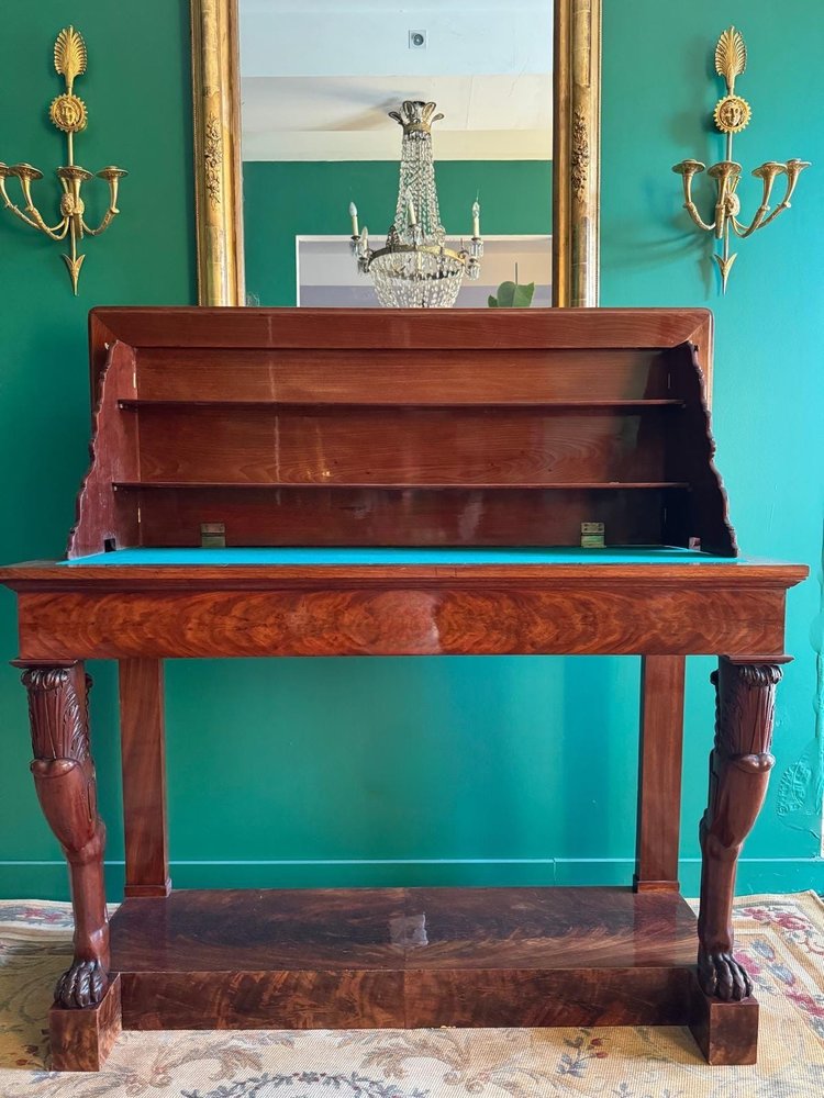 Rare console desserte à l'Antique en acajou massif, d’époque Empire-Consulat.