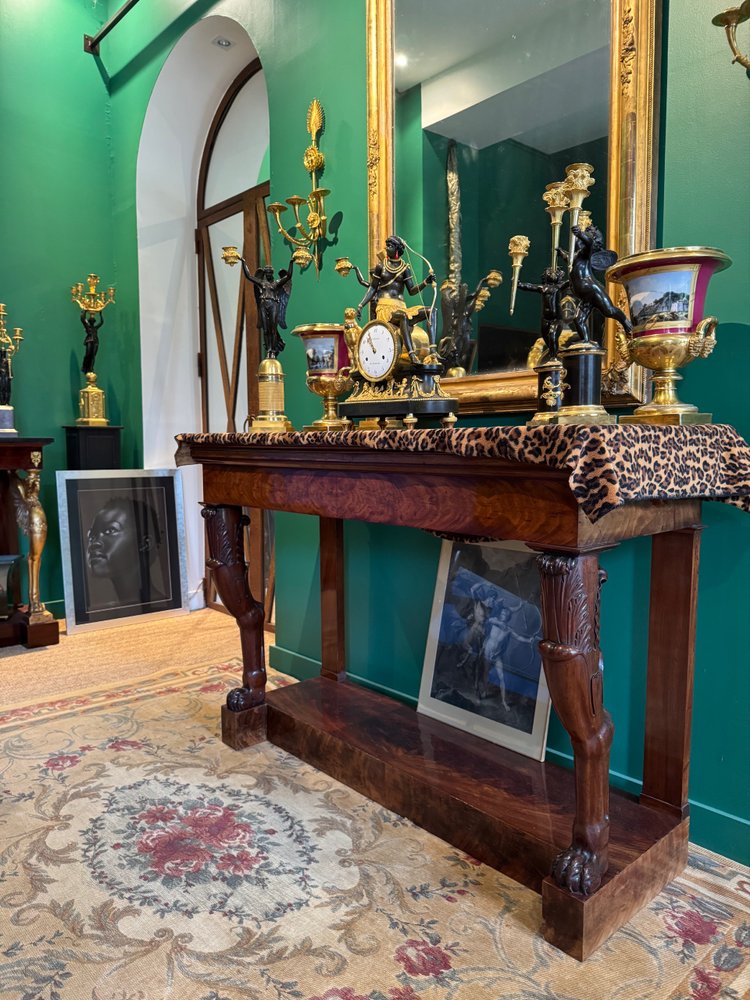 Rare console desserte à l'Antique en acajou massif, d’époque Empire-Consulat.