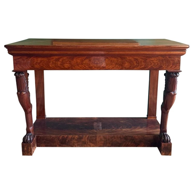 Rare console desserte à l'Antique en acajou massif, d’époque Empire-Consulat.