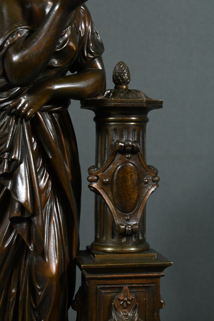 Bronze "Demoiselle à la Fontaine", signiert E.Bruchon - Mitte XIX.