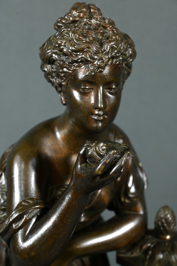 Bronze "Demoiselle à la Fontaine", signiert E.Bruchon - Mitte XIX.
