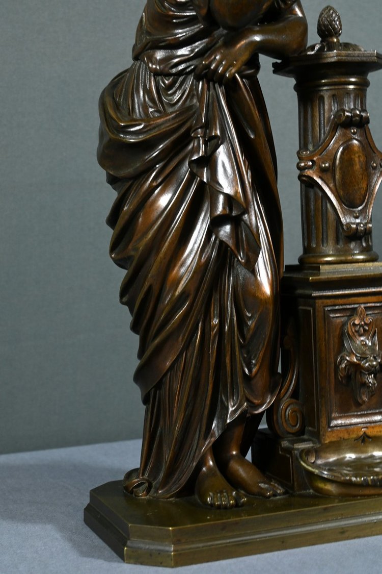 Bronze "Demoiselle à la Fontaine", signiert E.Bruchon - Mitte XIX.