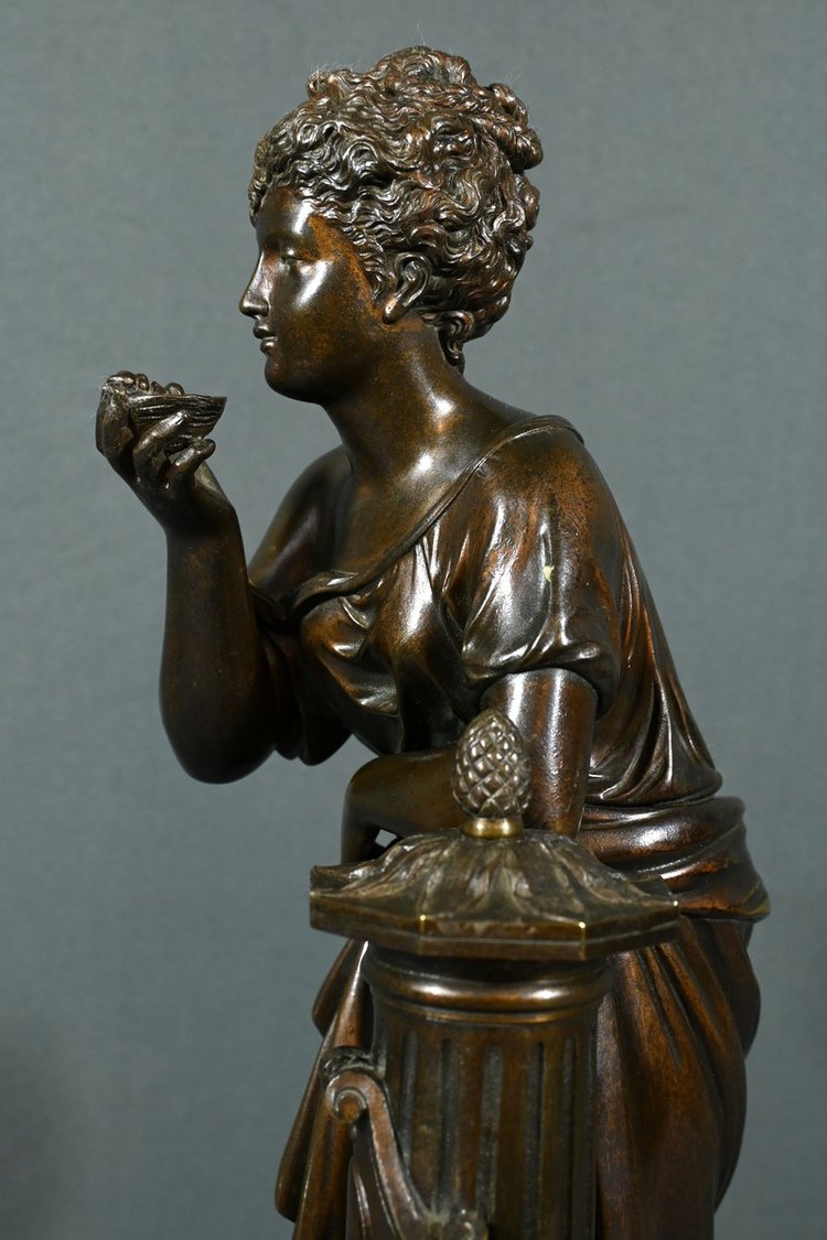 Bronze "Demoiselle à la Fontaine", signiert E.Bruchon - Mitte XIX.